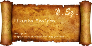 Mikuska Szofron névjegykártya